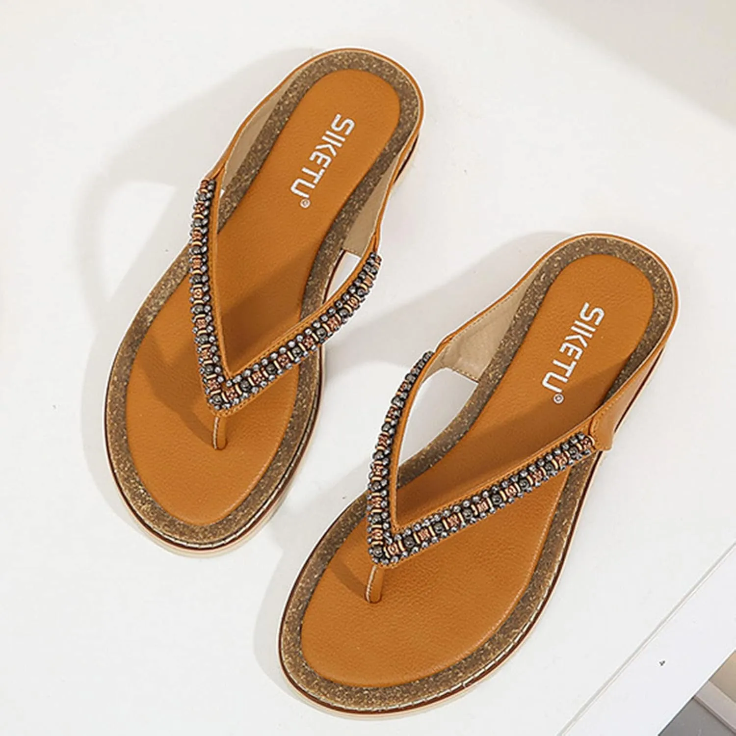 Beach Flip Flops Women Womens Walking Sandals with Arch Support Comfortable Summer Beach Thong Sandals