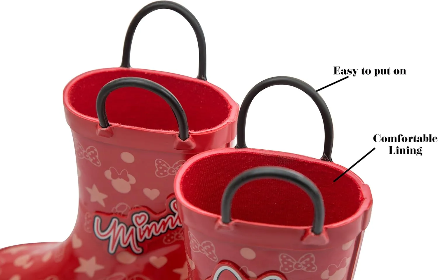 Disney Minnie Mouse and Mickey Mouse Rubber Rainboots - Waterproof - Easy-on - Toddler and Little Kids Sizes - Boys, Girls
