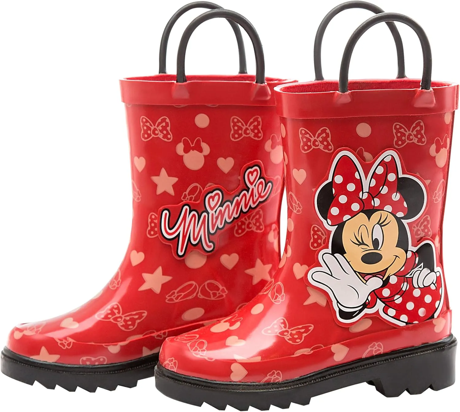 Disney Minnie Mouse and Mickey Mouse Rubber Rainboots - Waterproof - Easy-on - Toddler and Little Kids Sizes - Boys, Girls