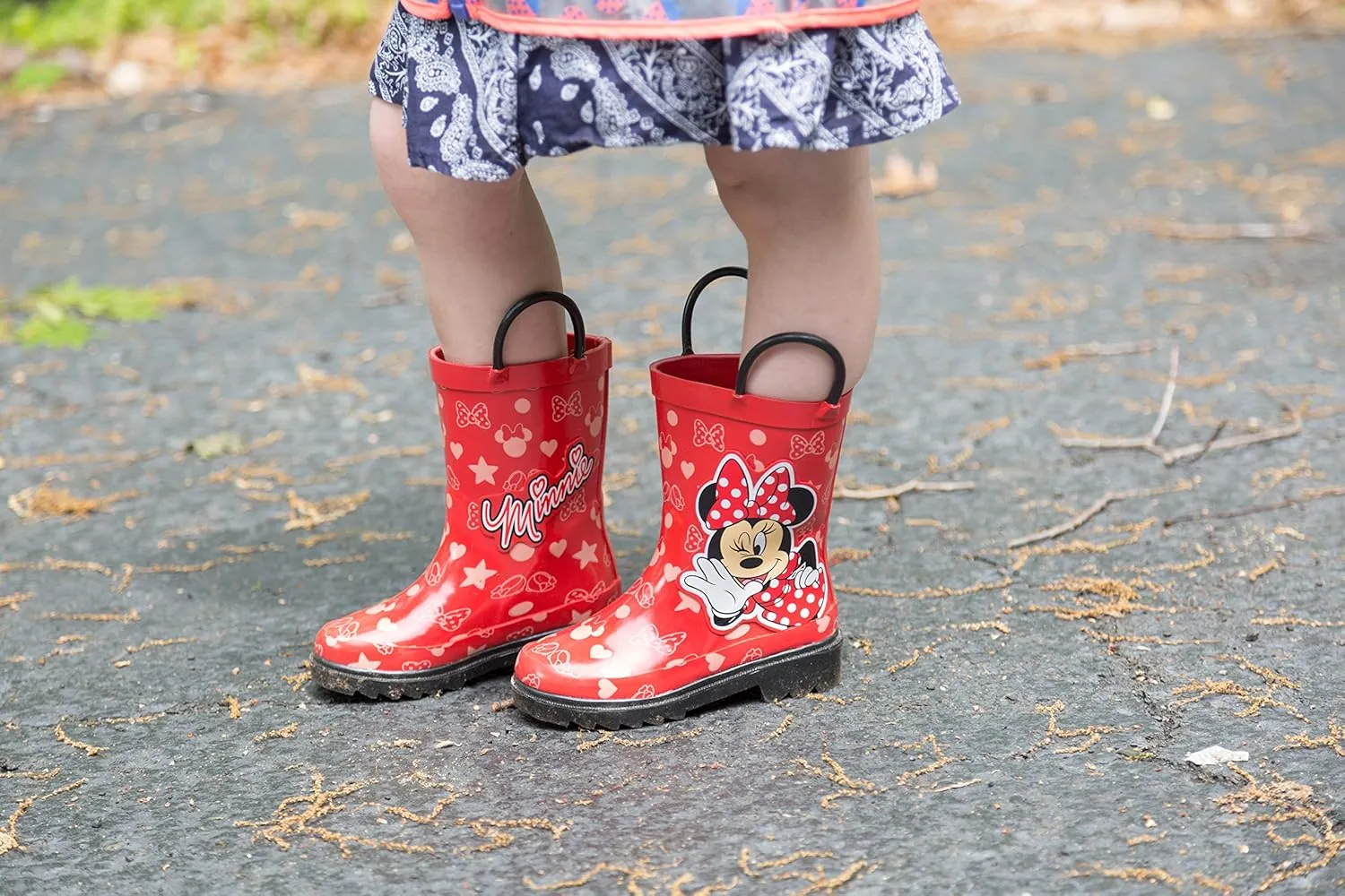Disney Minnie Mouse and Mickey Mouse Rubber Rainboots - Waterproof - Easy-on - Toddler and Little Kids Sizes - Boys, Girls