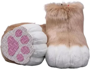 Furry Faux Animal Paw Slippers, Cosplay Animal Cat Wolf Dog Fox Fur Costume Shoes, Fursuit Fur Accessories Slippers KIG