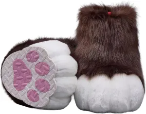 Furry Faux Animal Paw Slippers, Cosplay Animal Cat Wolf Dog Fox Fur Costume Shoes, Fursuit Fur Accessories Slippers KIG