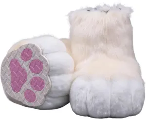 Furry Faux Animal Paw Slippers, Cosplay Animal Cat Wolf Dog Fox Fur Costume Shoes, Fursuit Fur Accessories Slippers KIG
