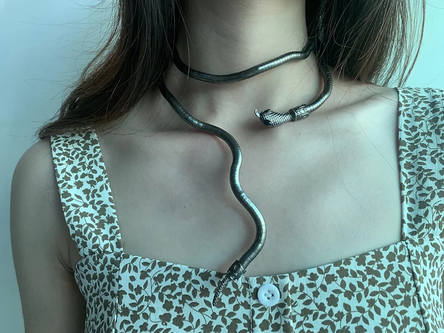 LAKIYOYO Bendable Snake Bracelet for Women Adjustable Punk Snake Choker - Flexible Multi-Purpose Medusa Necklace Hollween Jewelry
