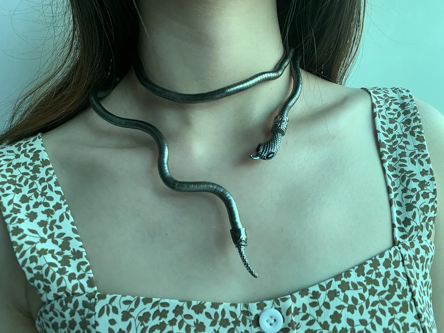 LAKIYOYO Bendable Snake Bracelet for Women Adjustable Punk Snake Choker - Flexible Multi-Purpose Medusa Necklace Hollween Jewelry