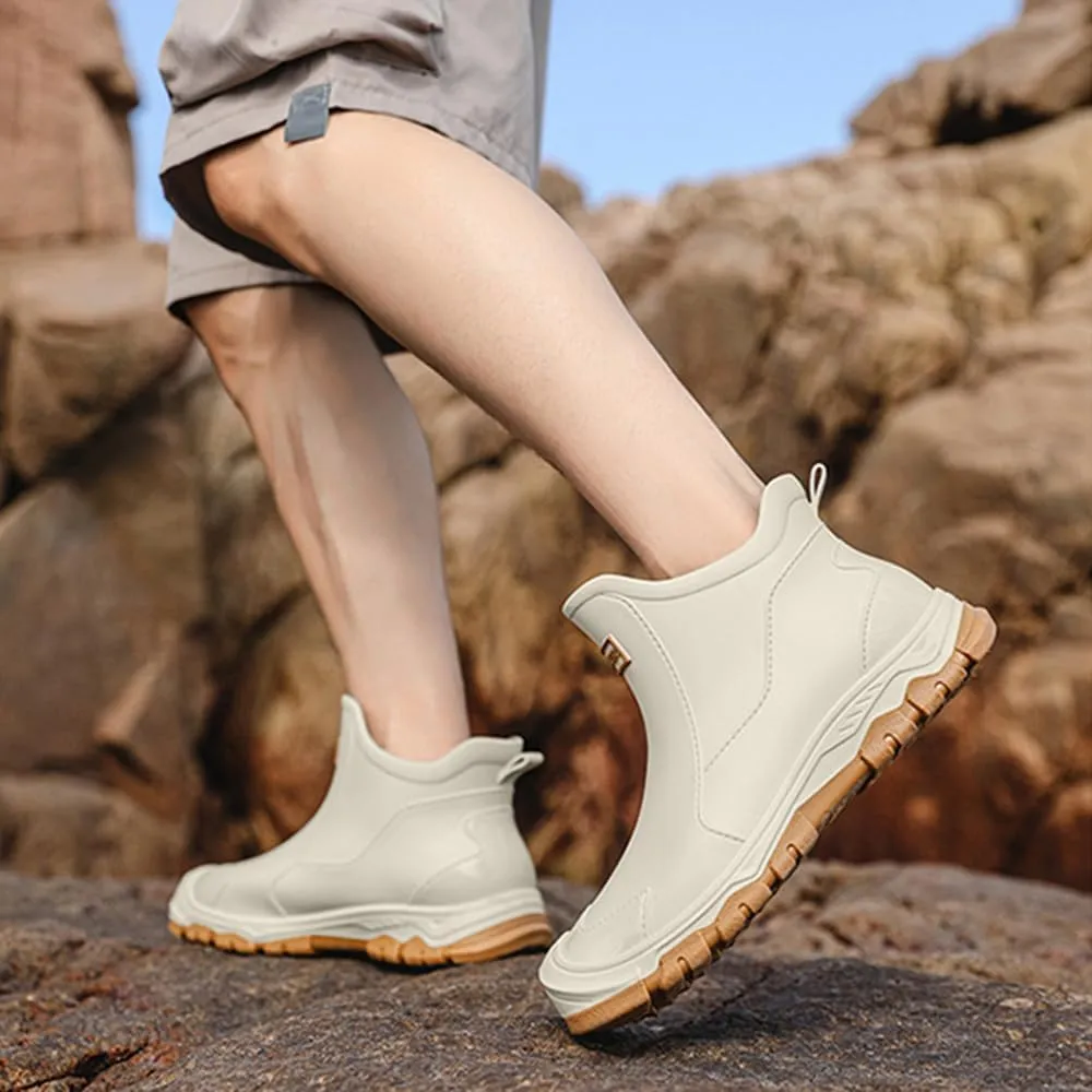Rojeam Womens Mens Rain Boots Waterproof Chelsea Shoes Outdoor Walking Water Shoes Ankle Boots