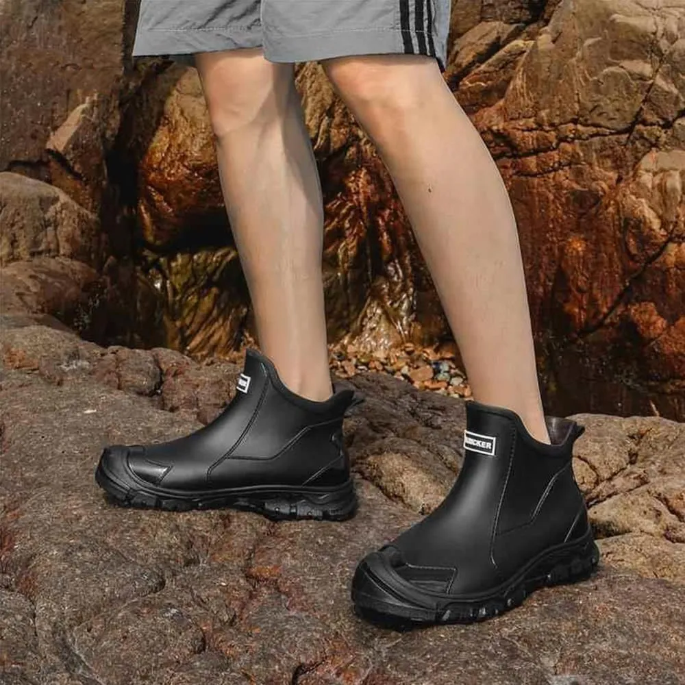Rojeam Womens Mens Rain Boots Waterproof Chelsea Shoes Outdoor Walking Water Shoes Ankle Boots