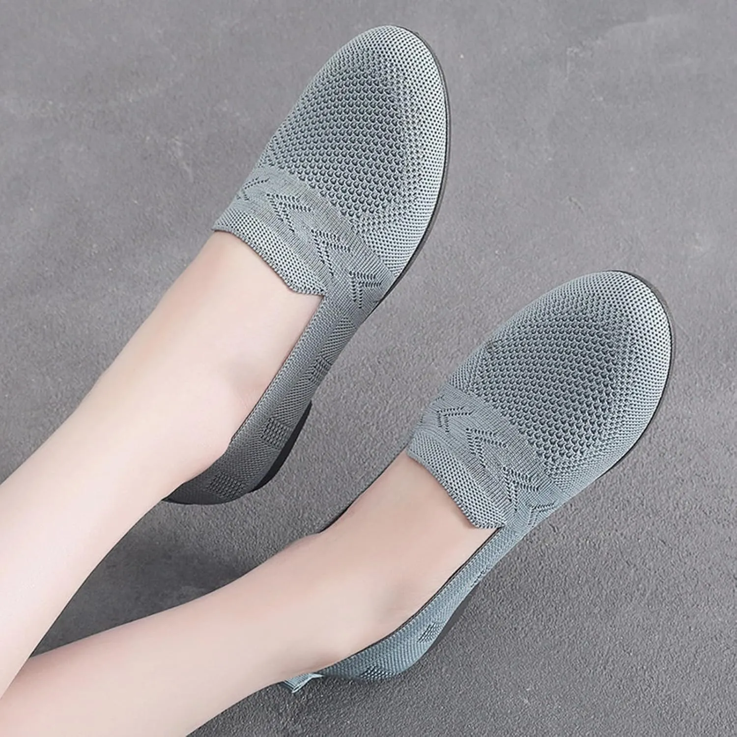 Slip On Mule Sneakers Women Breathable Lightweight Soft Sole Slip On Casual Flat Shoes Summer Comfortable Walking Flats