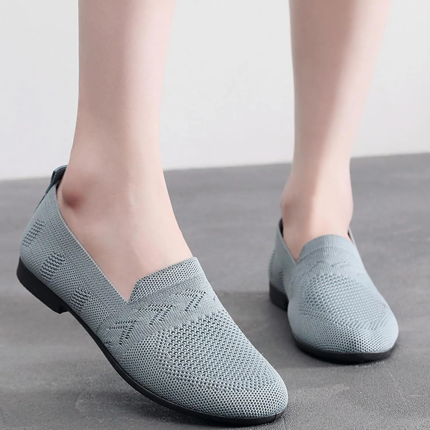 Slip On Mule Sneakers Women Breathable Lightweight Soft Sole Slip On Casual Flat Shoes Summer Comfortable Walking Flats