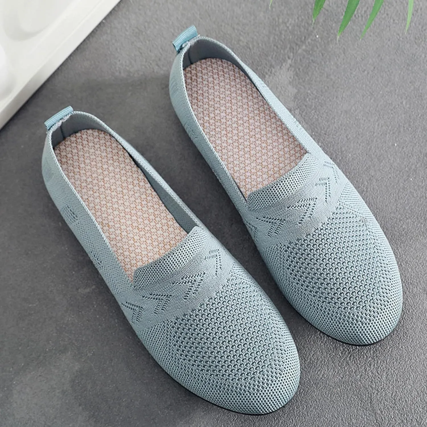 Slip On Mule Sneakers Women Breathable Lightweight Soft Sole Slip On Casual Flat Shoes Summer Comfortable Walking Flats