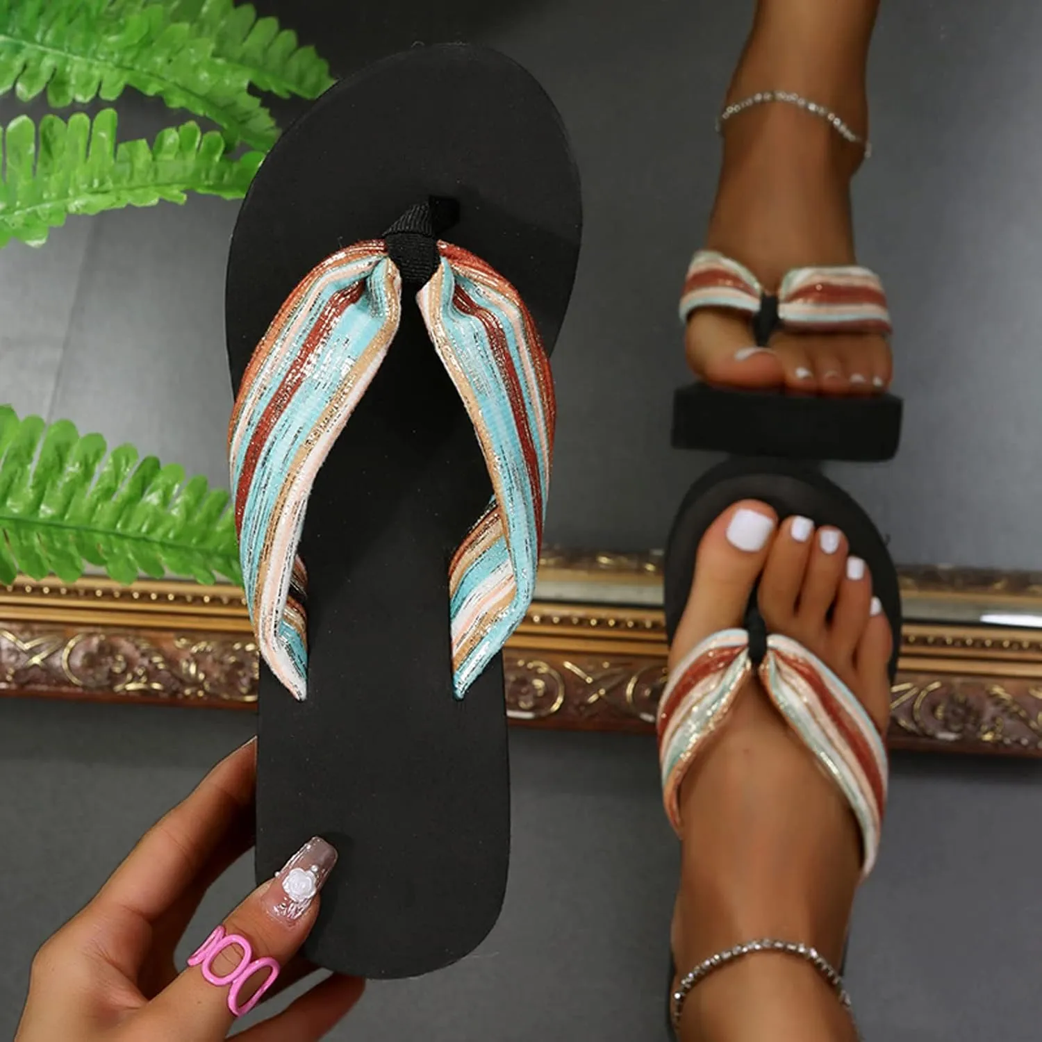 Women Flip Flops Women Summer Beach Casual Thong Sandals Walking Sandals Comfortable Casual Summer Beach Thong Sandals