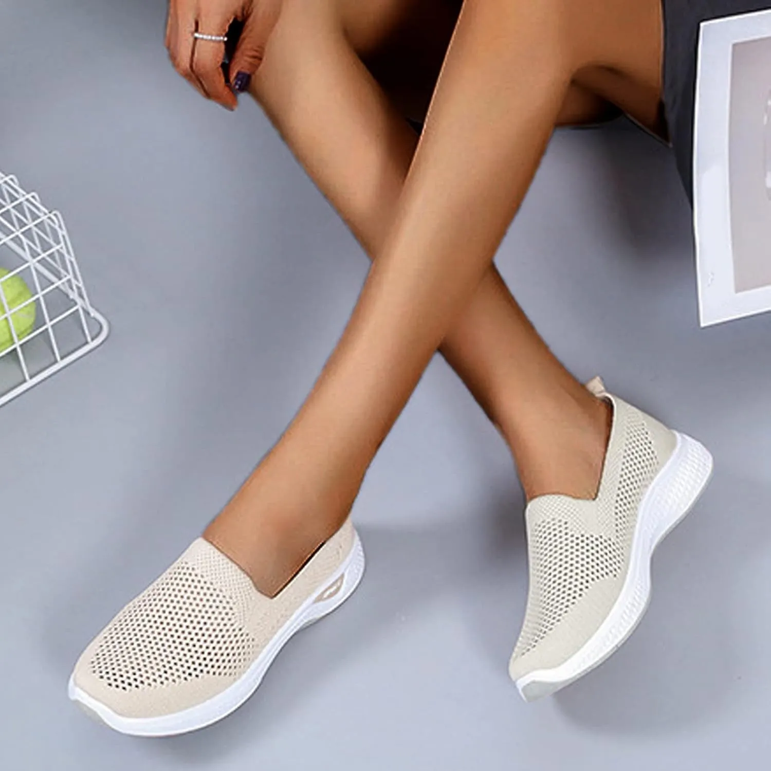 Womens Lightweight Slip On Loafers Casual Walking Shoes Comfortable Canvas Sneakers Non Slip Flat Flats